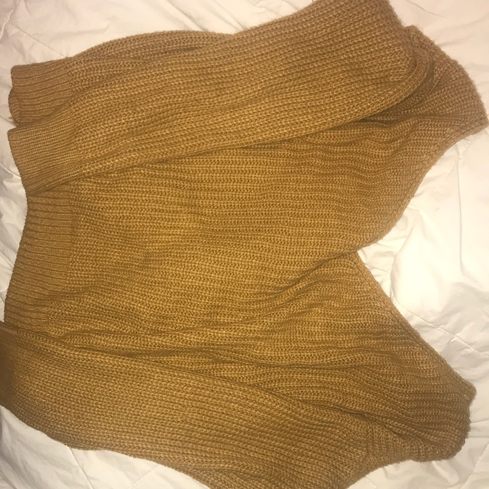 Mustard yellow off the shoulder sweater